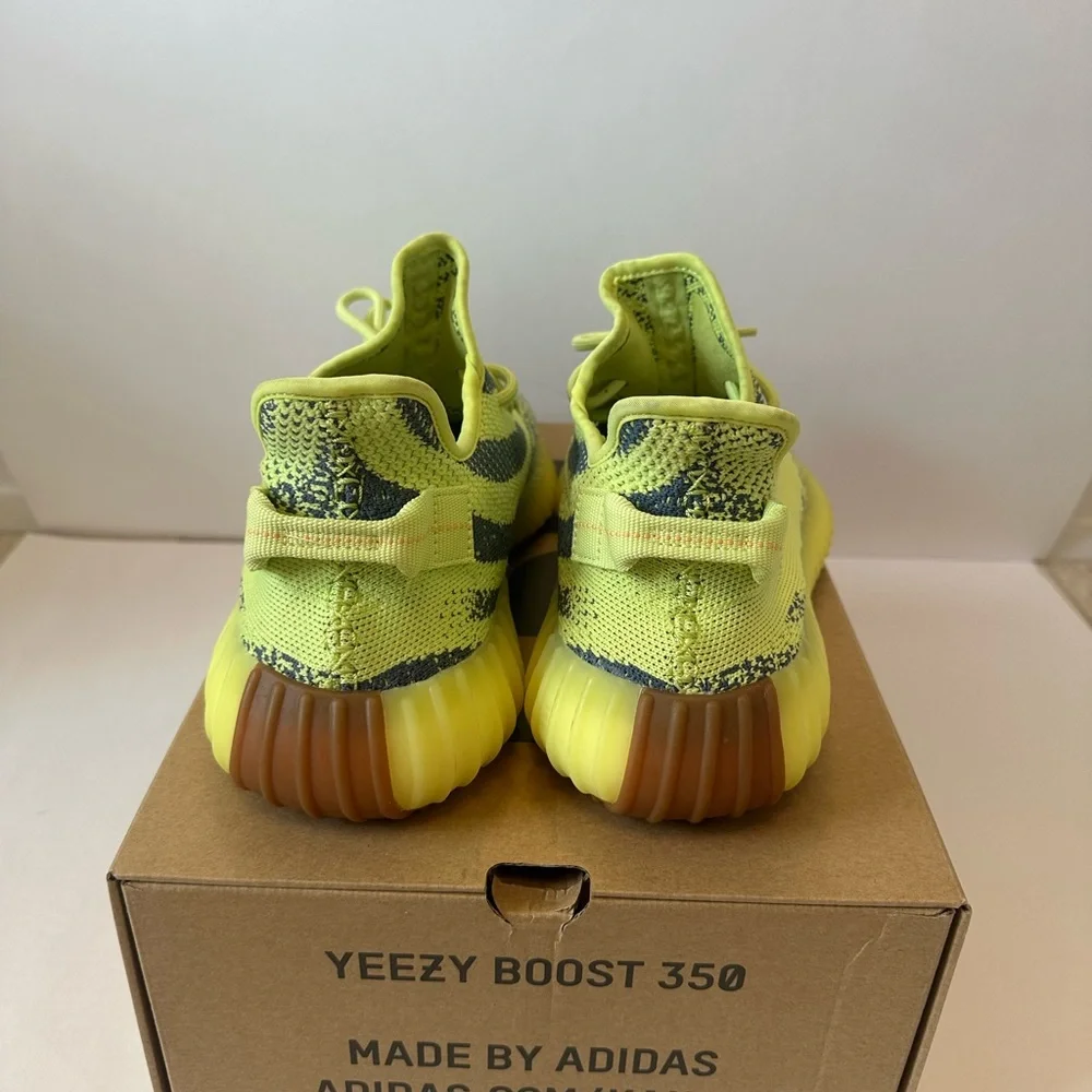 Men YEEZY BOOST 350 Yellow and Black Sneakers - Picture 3 of 10
